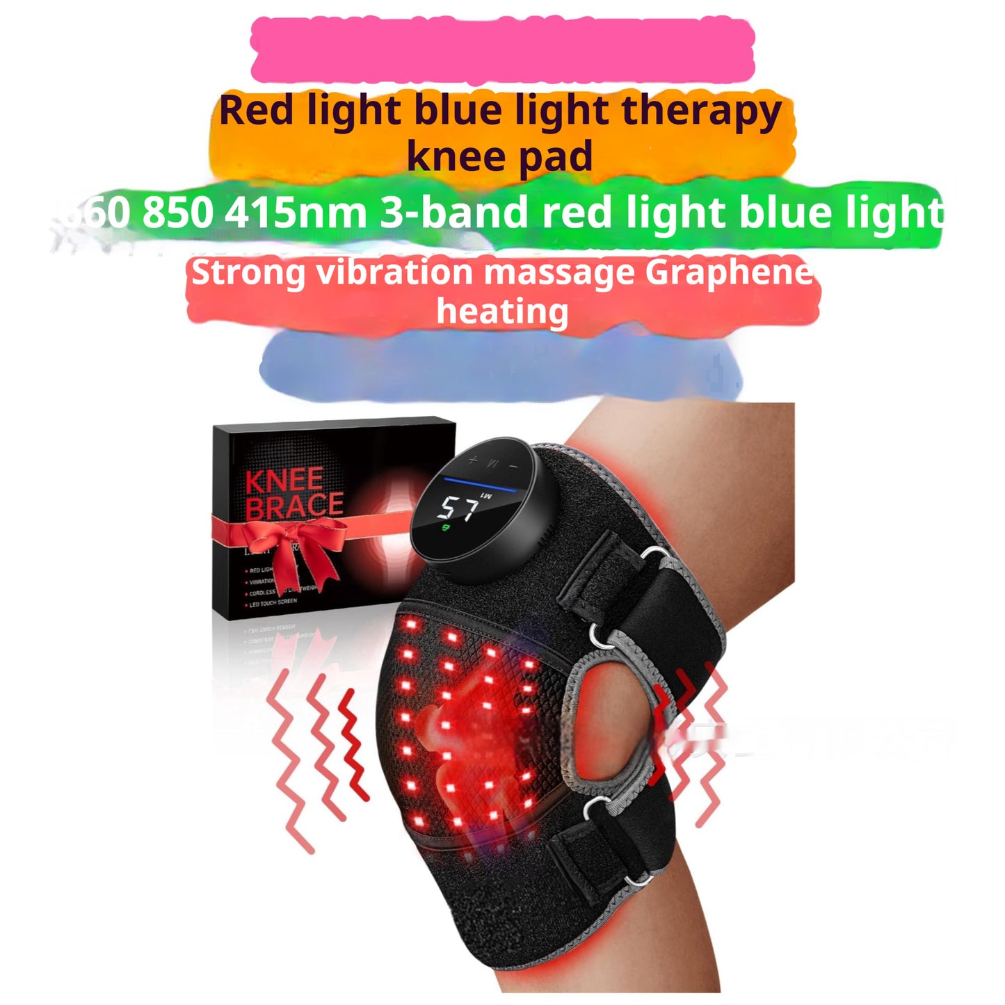 LED Real Red Light Knee Pad Shoulder Pad Red Light Physiotherapy Hot Compress- with FREE expert recovery guide E-book