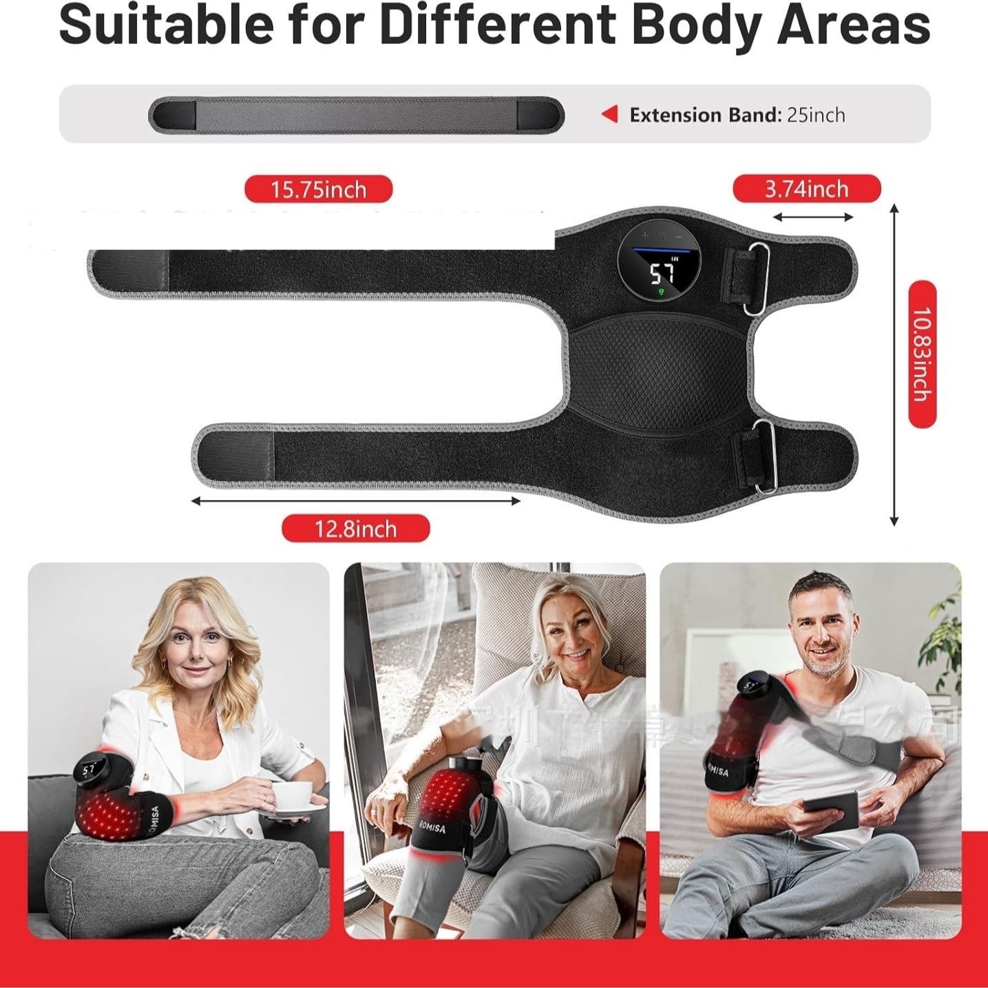 LED Real Red Light Knee Pad Shoulder Pad Red Light Physiotherapy Hot Compress- with FREE expert recovery guide E-book